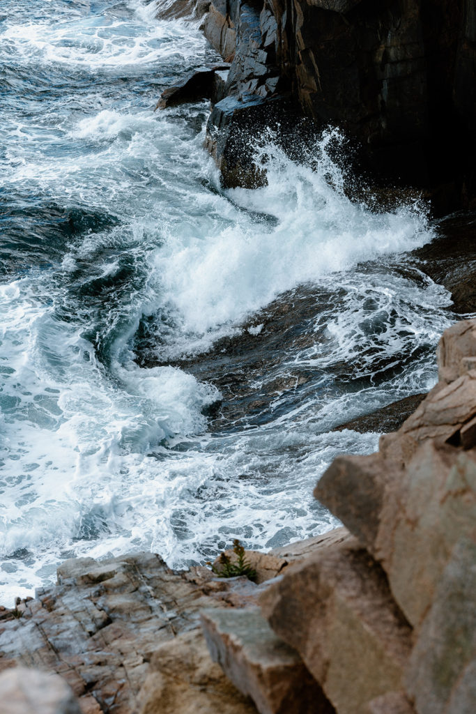 Waves crashing in Acadia National Park 