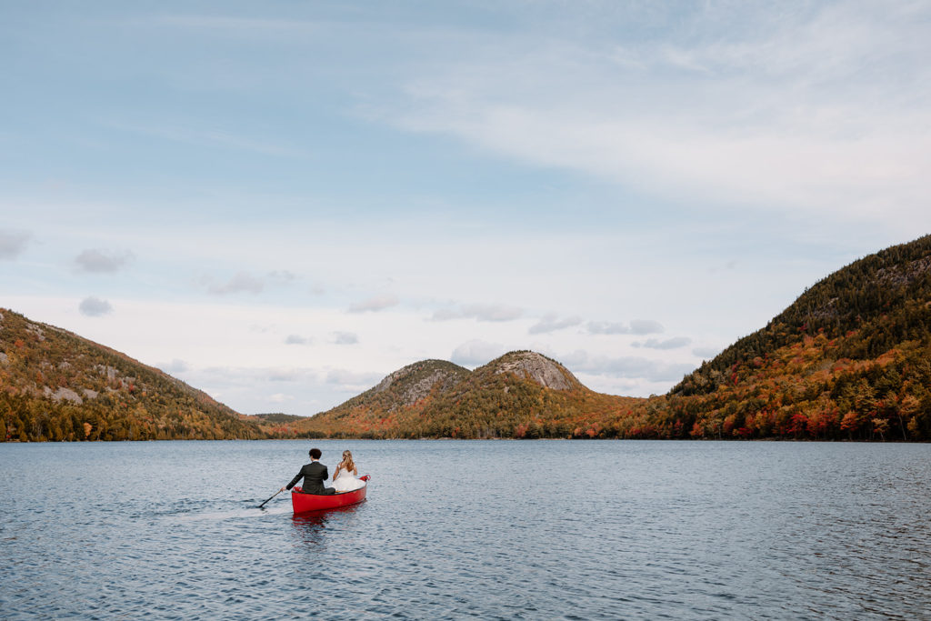 couple canoeing Jordan  Pond Acadia National Park