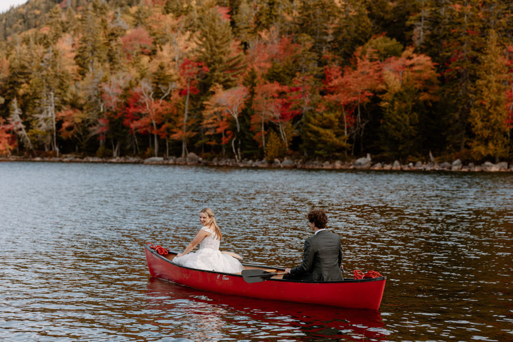 couple canoeing jordan pond