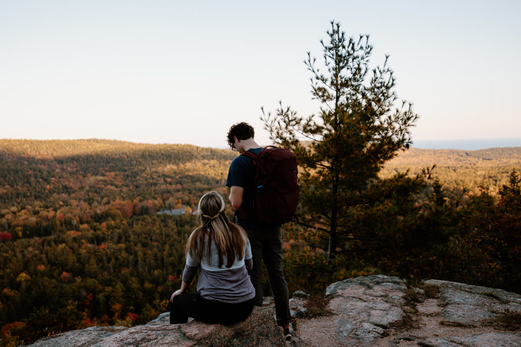 couple hiking in Acadia