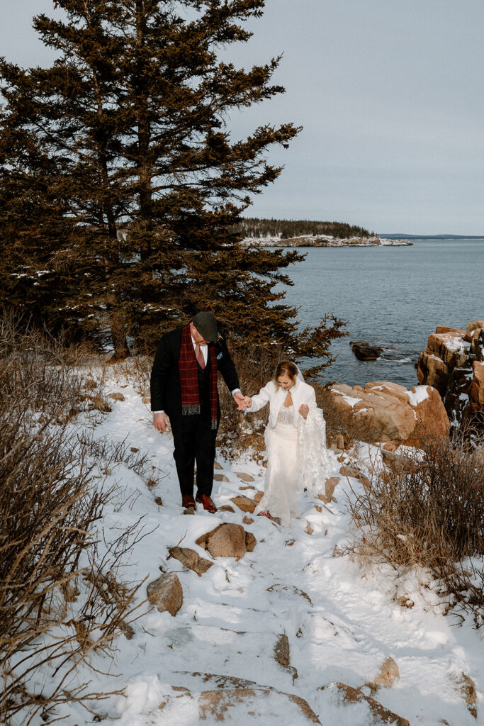 winter elopement in acadia national park